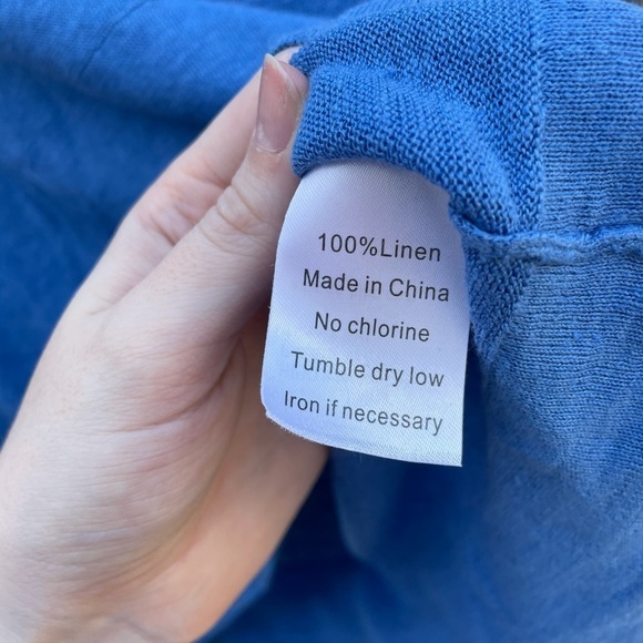 Hi Ho 100% Linen Beach Hoodie in Ocean Blue - Picture 6 of 9